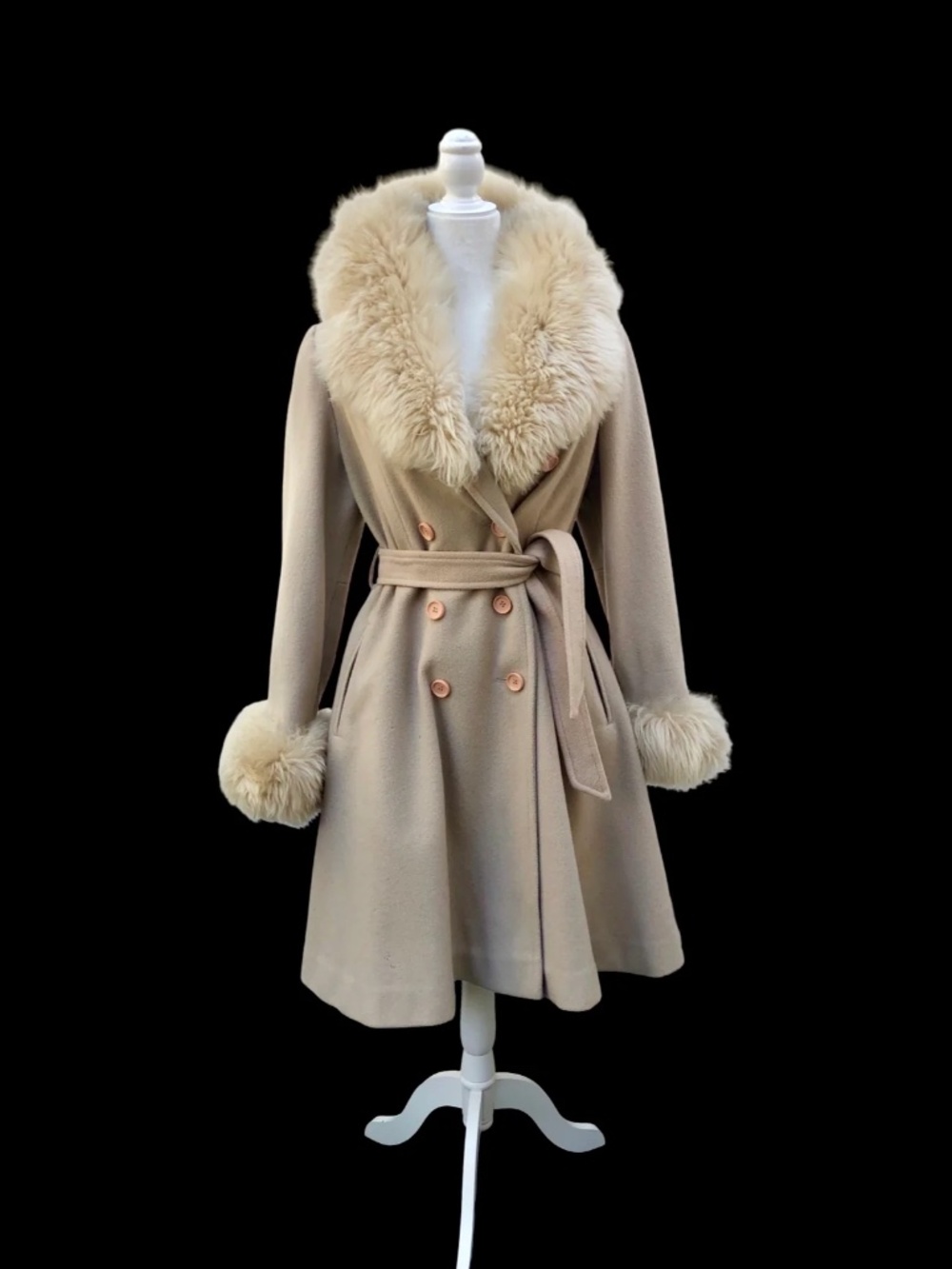 Vintage 70’s Camel Wool and Sheepskin Princess Coat